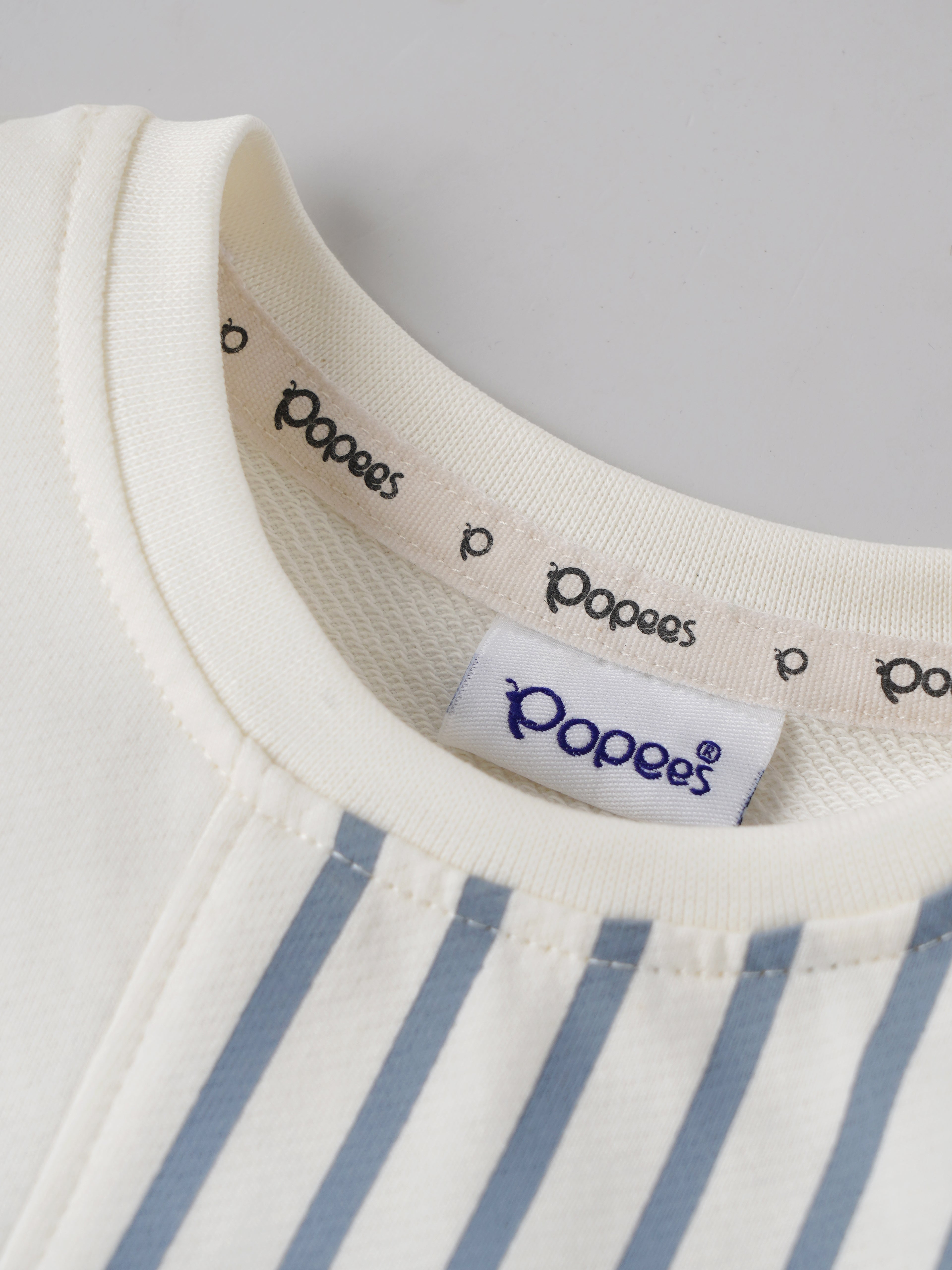 Popees Baby Boys Snow White Co-Ord Set | Striped Top & Jogger Pant | 3-24 Months