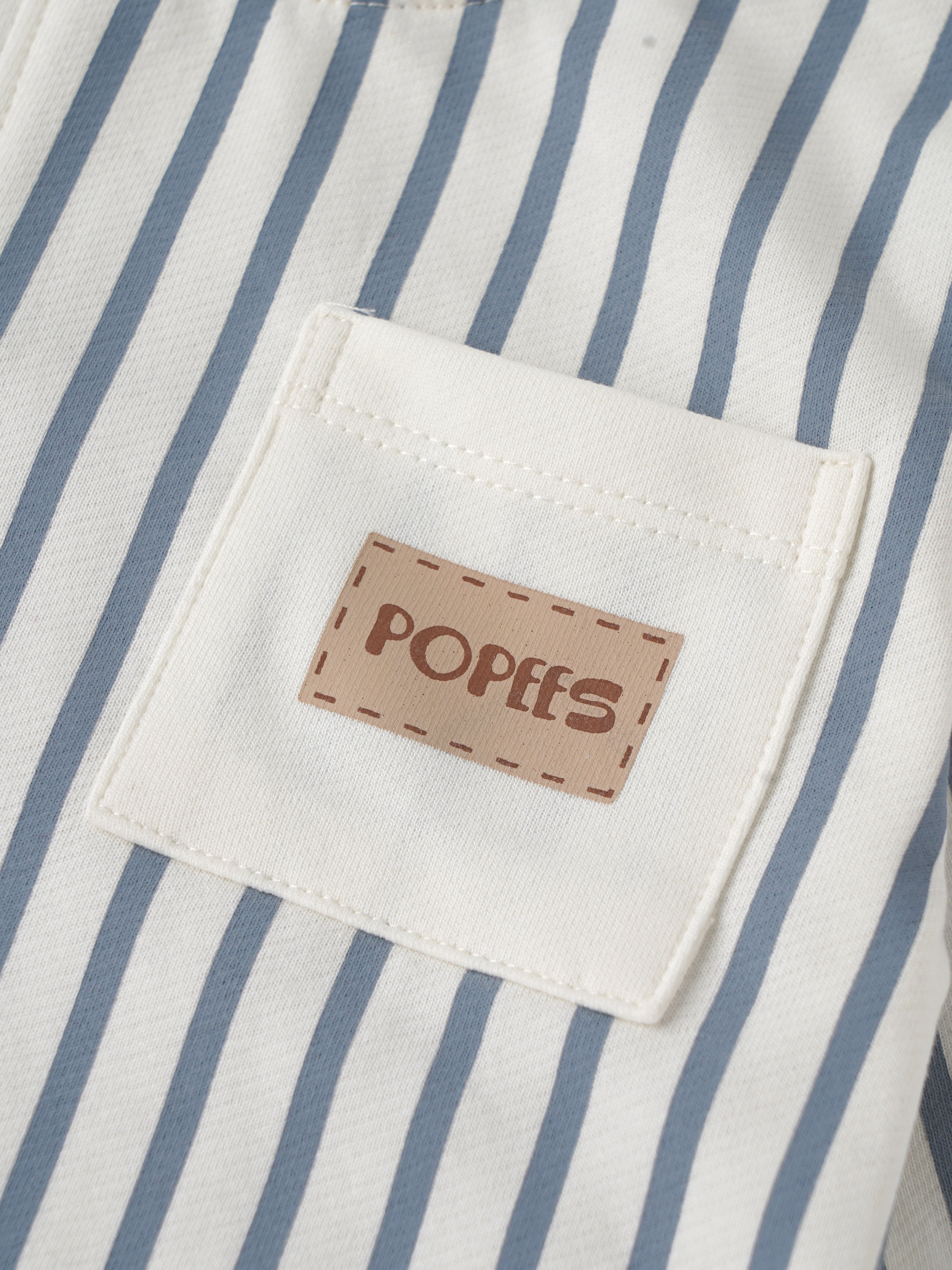 Popees Baby Boys Snow White Co-Ord Set | Striped Top & Jogger Pant | 3-24 Months
