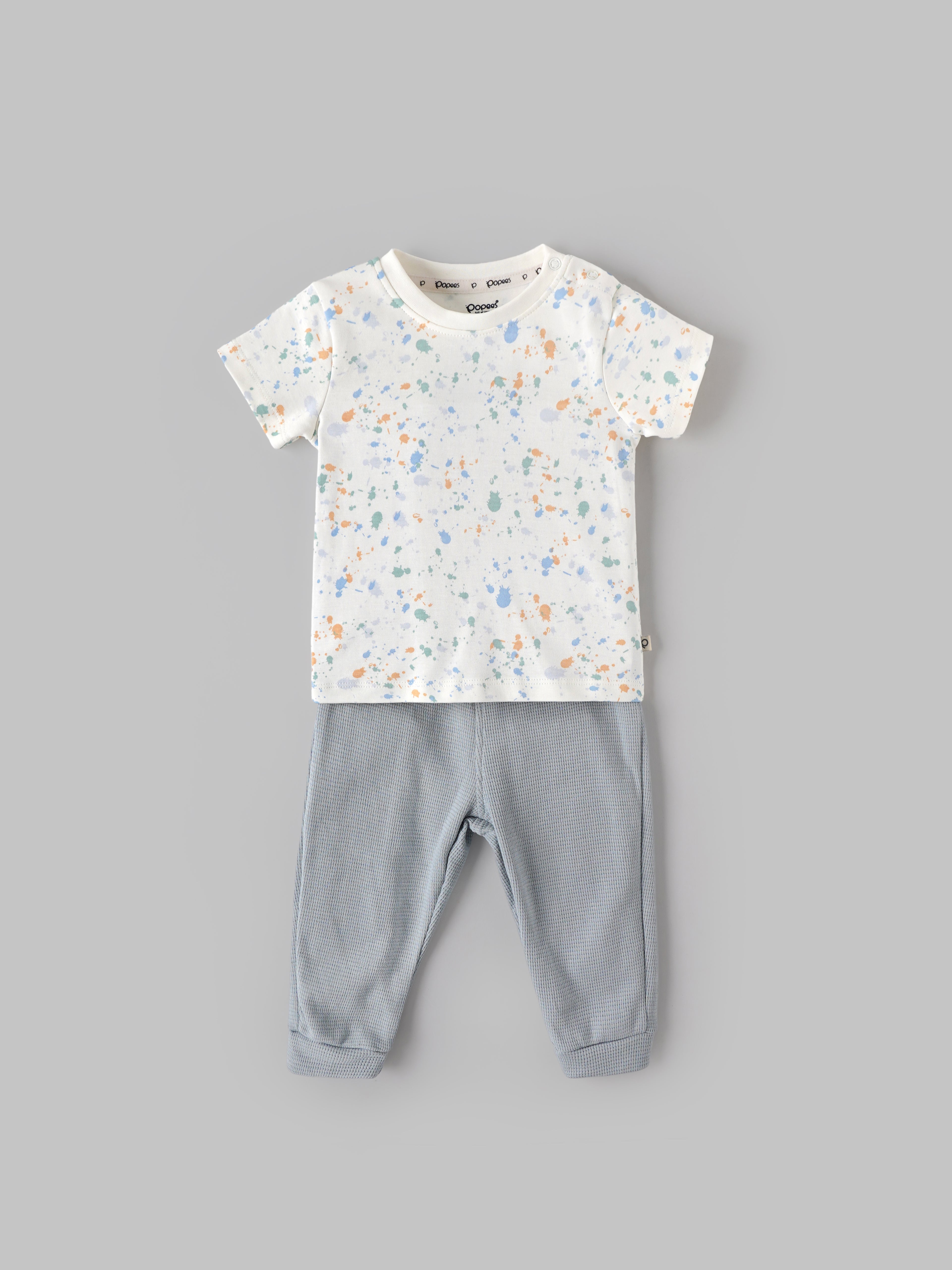 Popees Baby Boys Cotton T-Shirt and Pant Set | Printed Half Sleeve Tee with Jogger Pants |  3-24 Months
