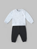 Popees Baby Boys Grey Full Sleeve T-Shirt & Dark Grey Jogger Pants Set with Shoulder Snap Closure| 3–24 Months