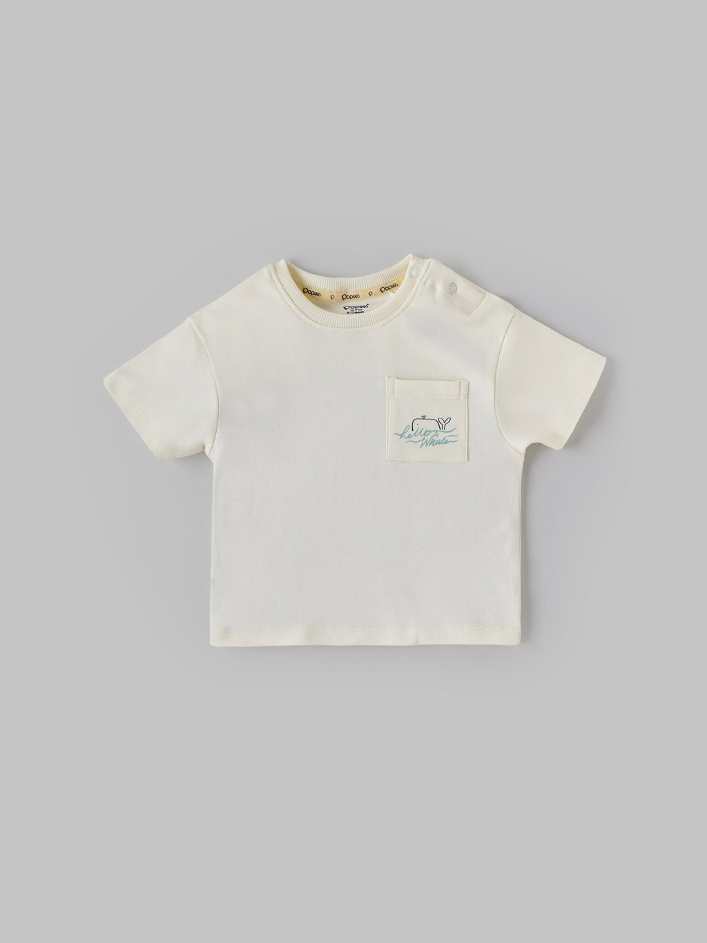 Popees Baby Boys Off-White T-shirt and Blue Shorts Set| 3-24 Months