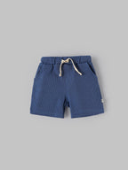 Popees Baby Boys Off-White T-shirt and Blue Shorts Set| 3-24 Months