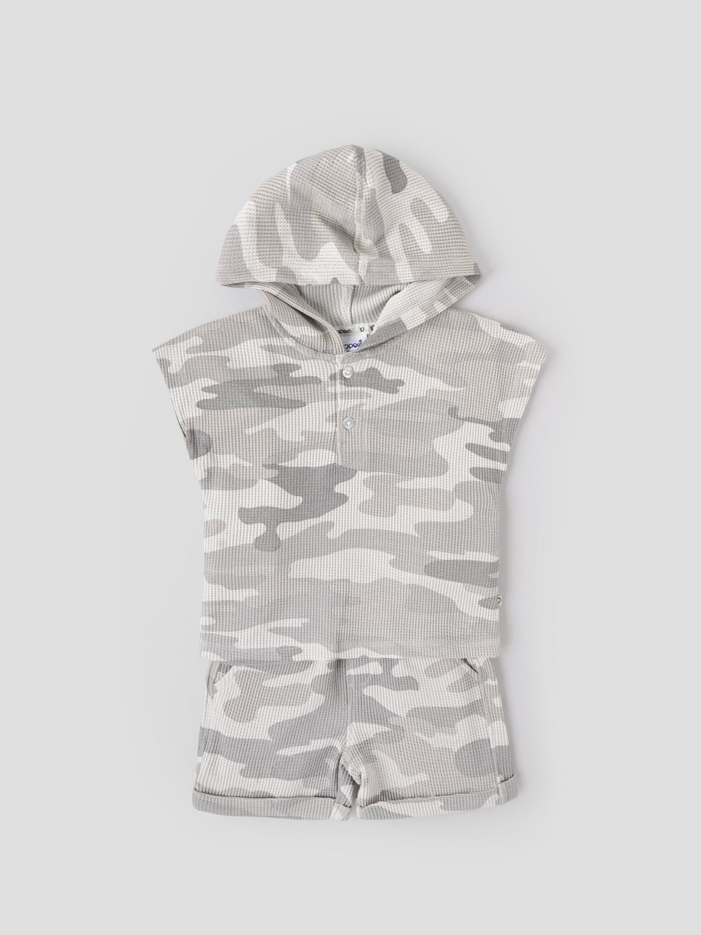 Popees Baby Boys Cap Sleeves Cotton Hooded Top & Shorts Set| Grey| 3-24 Months