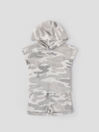 Popees Baby Boys Cap Sleeves Cotton Hooded Top & Shorts Set| Grey| 3-24 Months