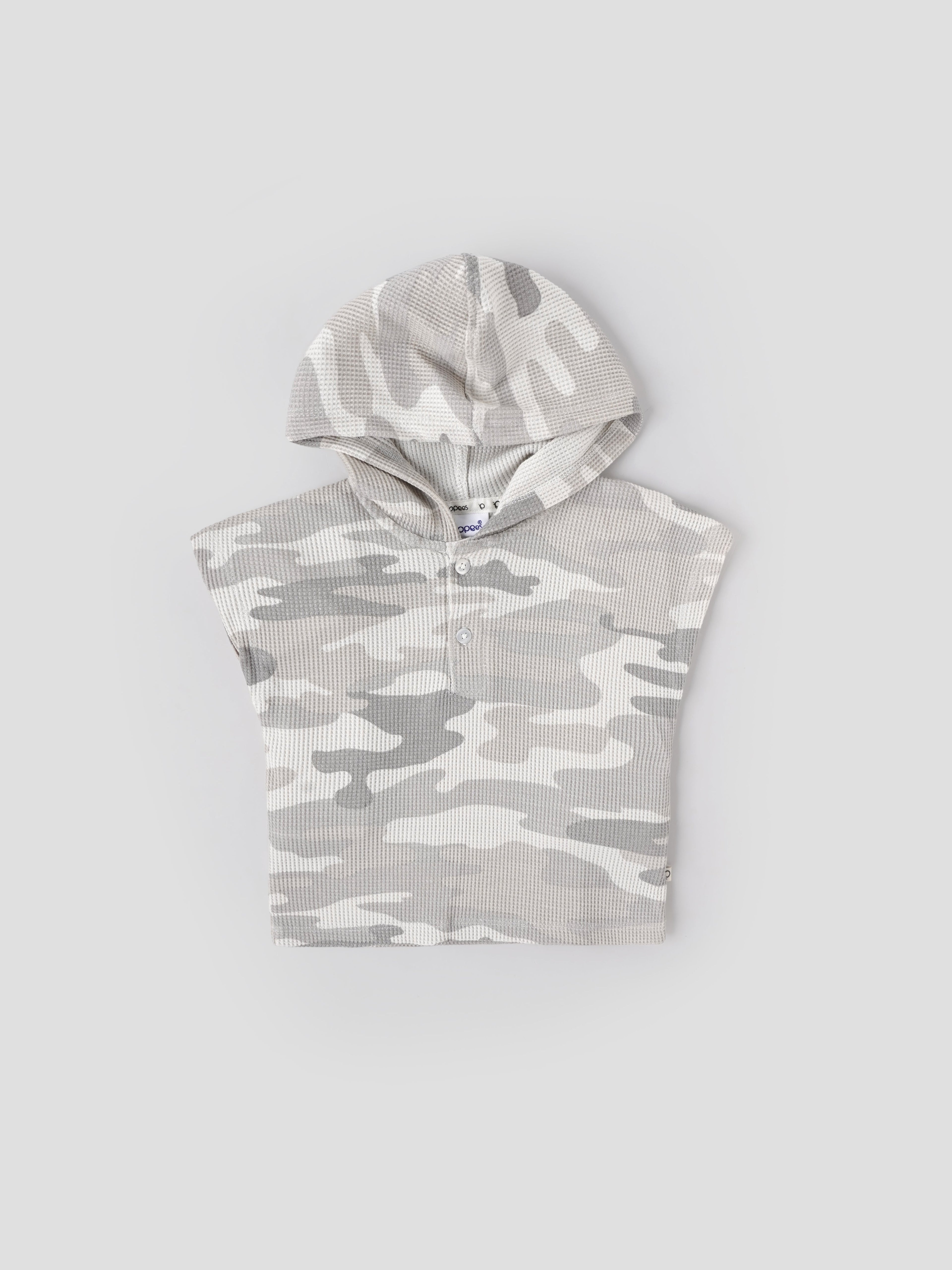 Popees Baby Boys Cap Sleeves Cotton Hooded Top & Shorts Set| Grey| 3-24 Months