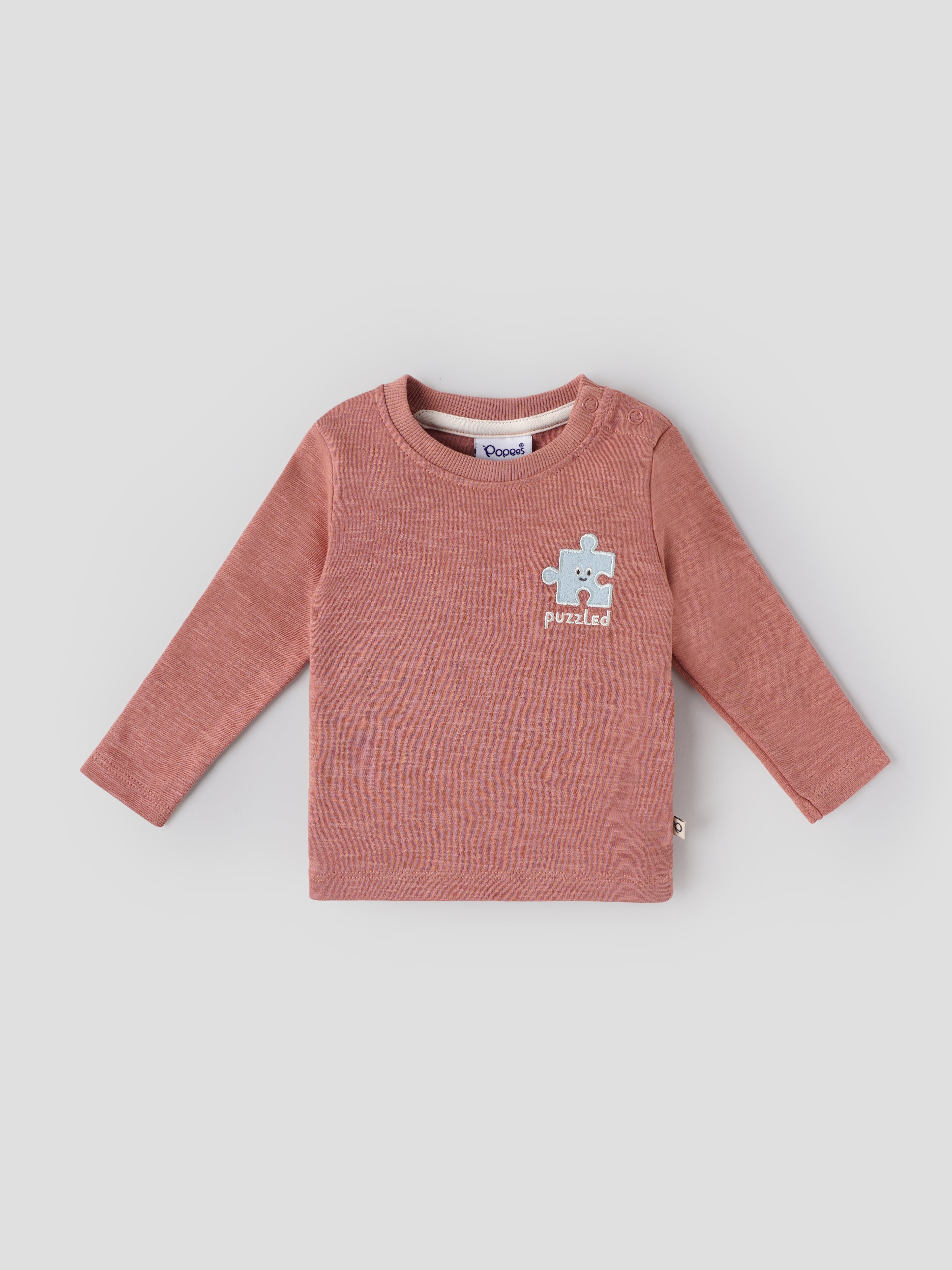 Popees Baby Boys Full Sleeve T-Shirt | Cameo Brown | 3-24 Months