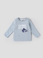 Popees Baby Boys Cotton Full Sleeve T-Shirt | Pearl Blue Game Over Print | 3-24 Months
