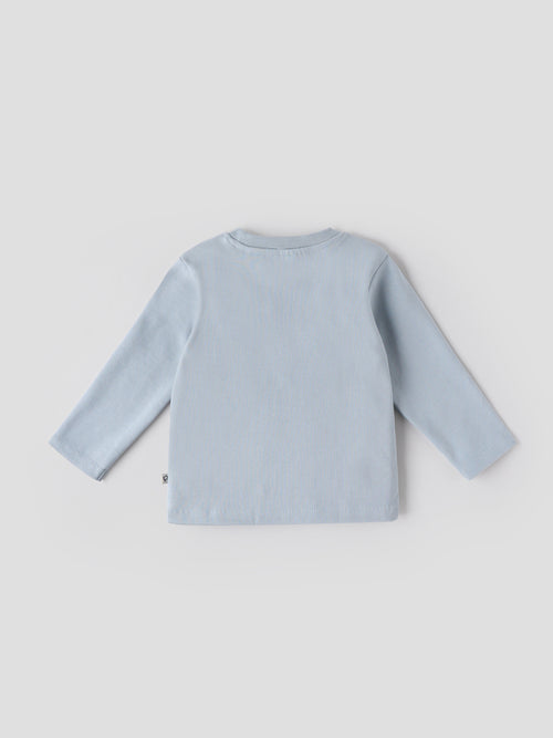 Popees Baby Boys Cotton Full Sleeve T-Shirt | Pearl Blue Game Over Print | 3-24 Months