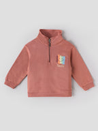 Popees Baby Boys Cotton Sweatshirt | Doodle Print High Neck Half-Zip Pullover | 3-24 Months