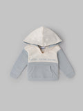 Popees Baby Boy Hooded Sweatshirt| Blue & Cream| 3-24 Months