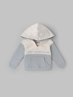 Popees Baby Boy Hooded Sweatshirt| Blue & Cream| 3-24 Months