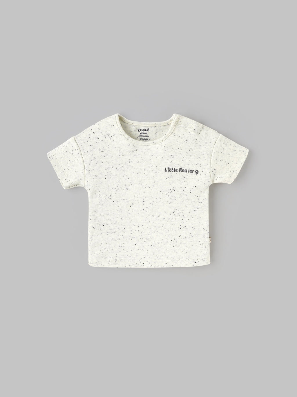 Popees Everyday Wear Baby T-Shirt – Stylish Speckle Print Half Sleeve Tee with Side Buttons(3-24Months)for Baby Boys