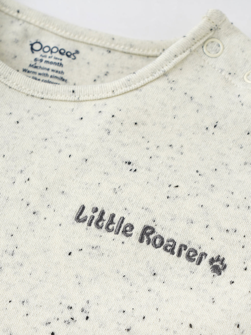 Popees Everyday Wear Baby T-Shirt – Stylish Speckle Print Half Sleeve Tee with Side Buttons(3-24Months)for Baby Boys