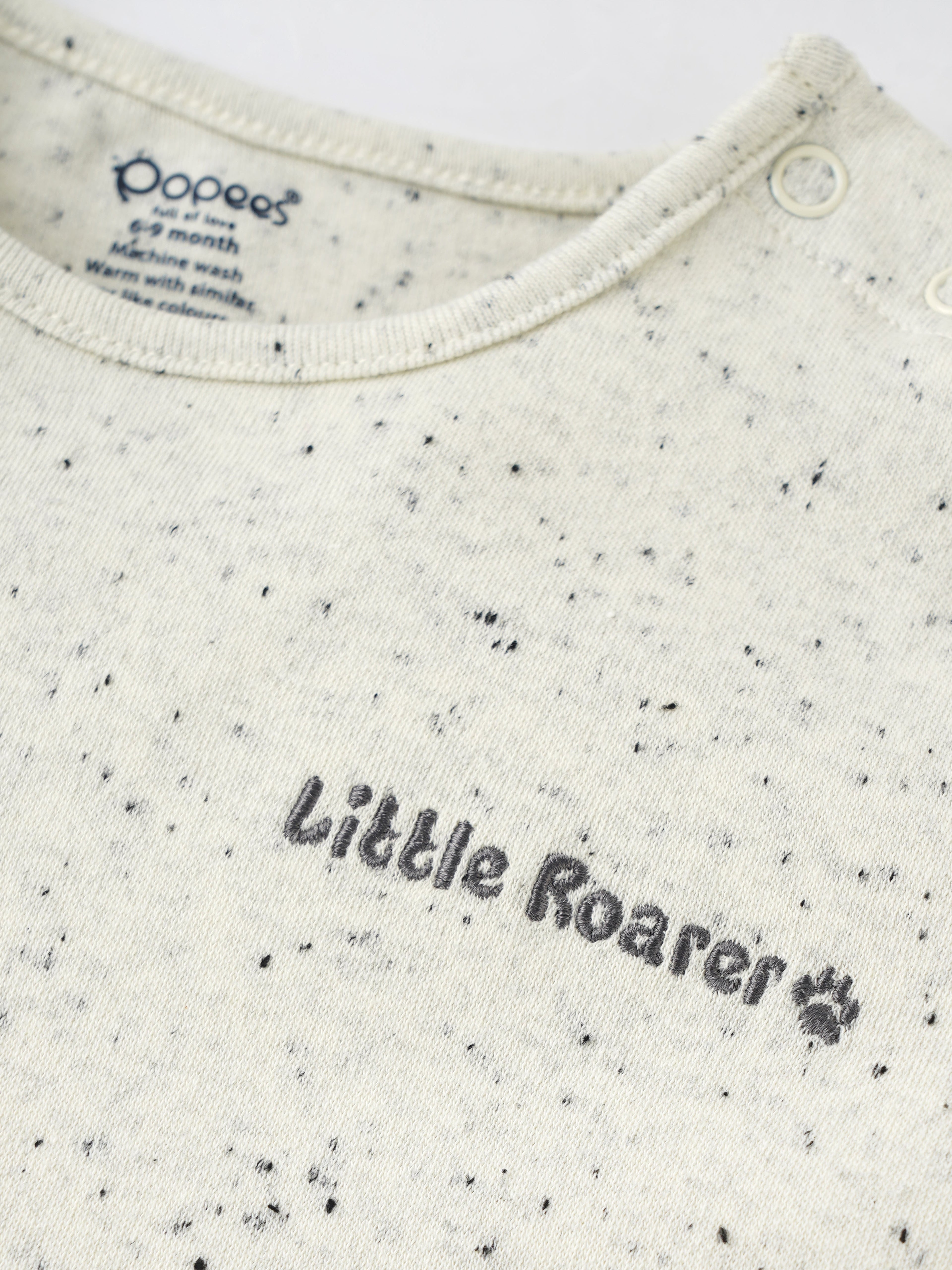 Popees Everyday Wear Baby T-Shirt – Stylish Speckle Print Half Sleeve Tee with Side Buttons(3-24Months)for Baby Boys