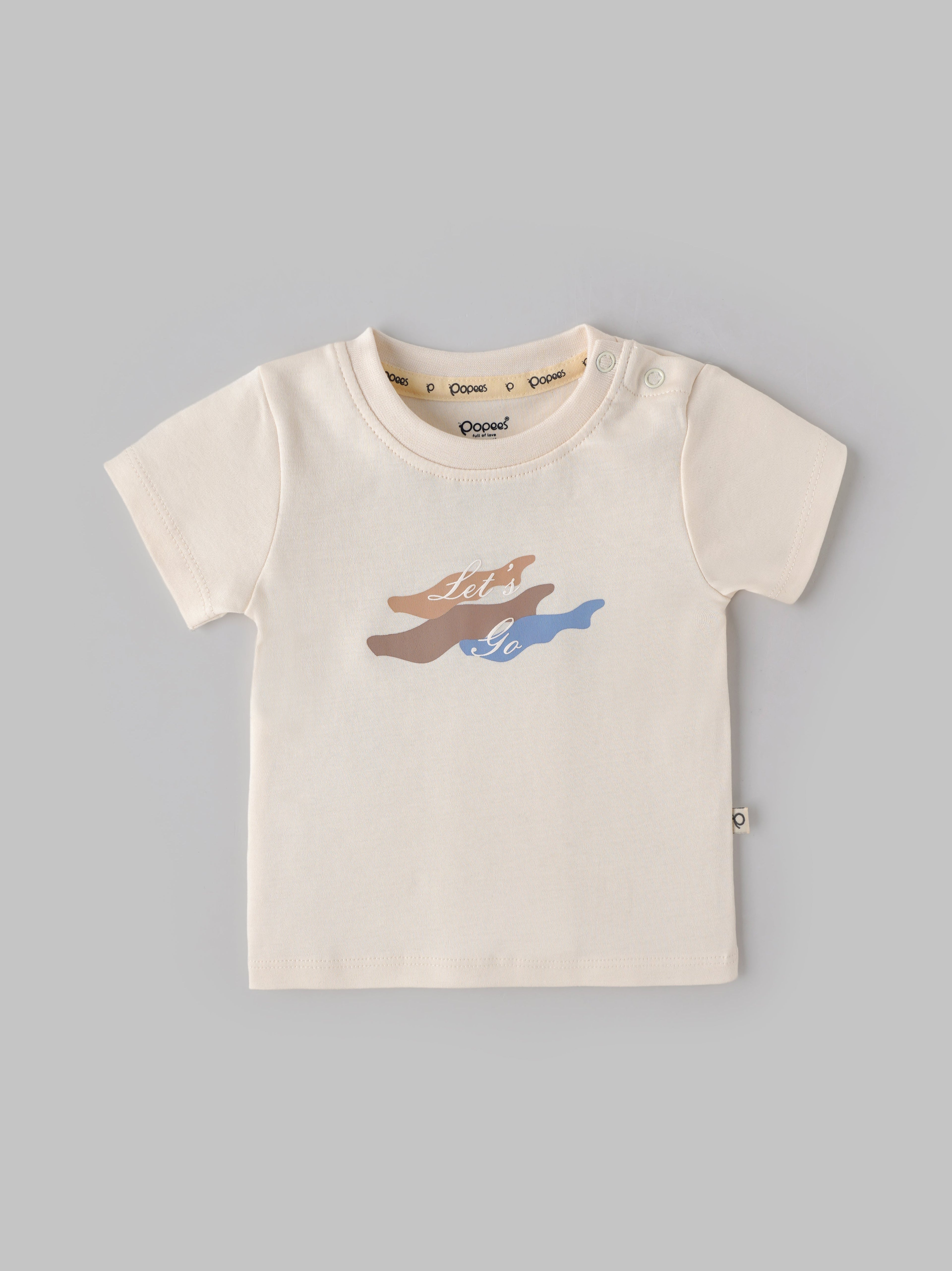 Popees Baby Boy Cotton Graphic T-Shirt “Let’s Go” Soft Breathable Tee (3M–36M)
