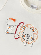 Popees Baby Boys Cotton T-Shirt with Lion Embroidery & Snap Button| 3-36 Months