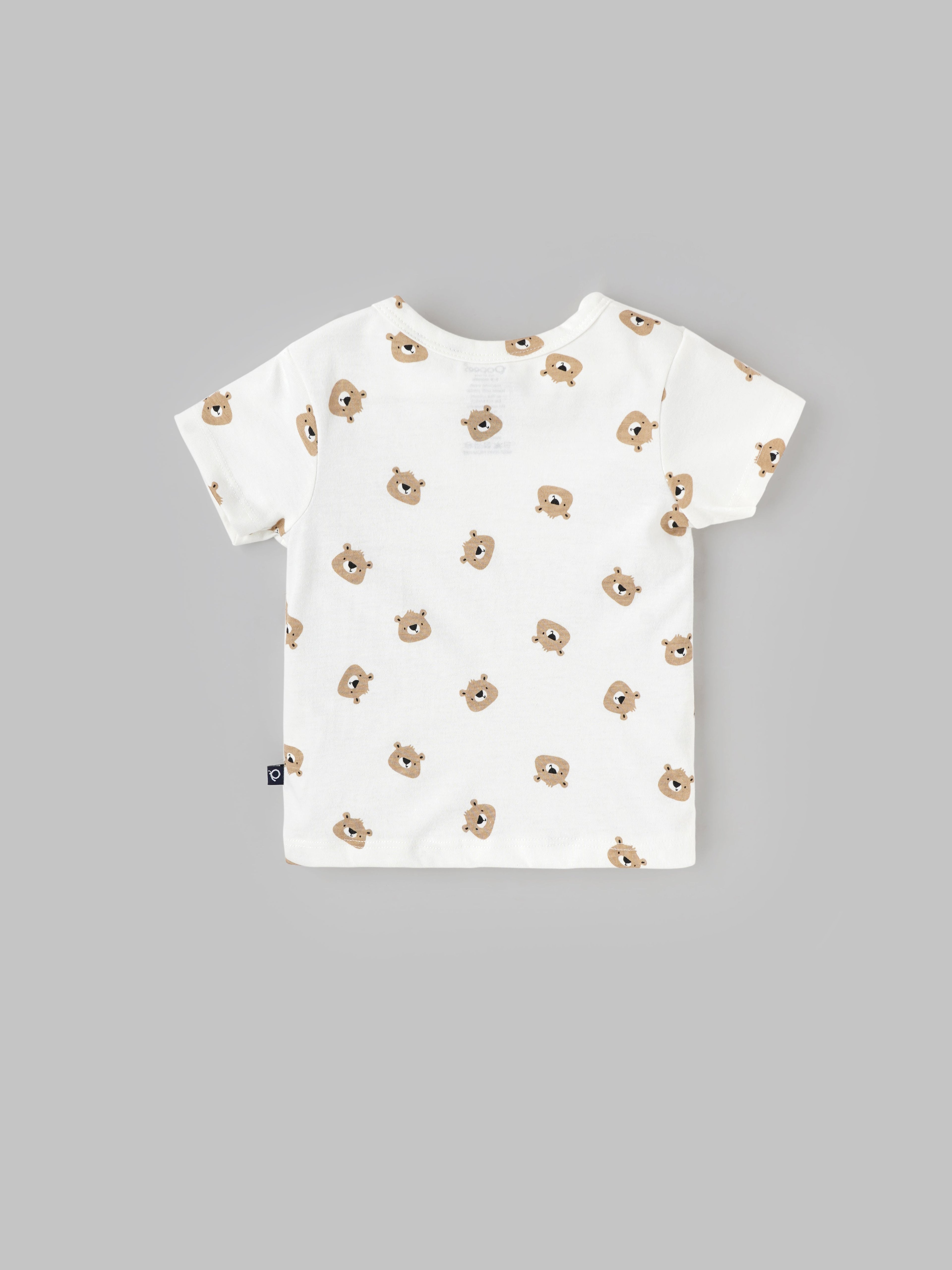 Popees Soft & Stylish Cotton T-Shirt with All-Over Bear Print(3–24 Months)for Baby Boys