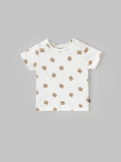 Popees Soft & Stylish Cotton T-Shirt with All-Over Bear Print(3–24 Months)for Baby Boys