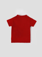 Popees Baby Boys Cotton Henley T-Shirt| Red| 3-24 Months