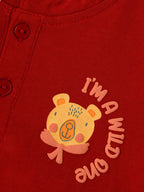 Popees Baby Boys Cotton Henley T-Shirt| Red| 3-24 Months