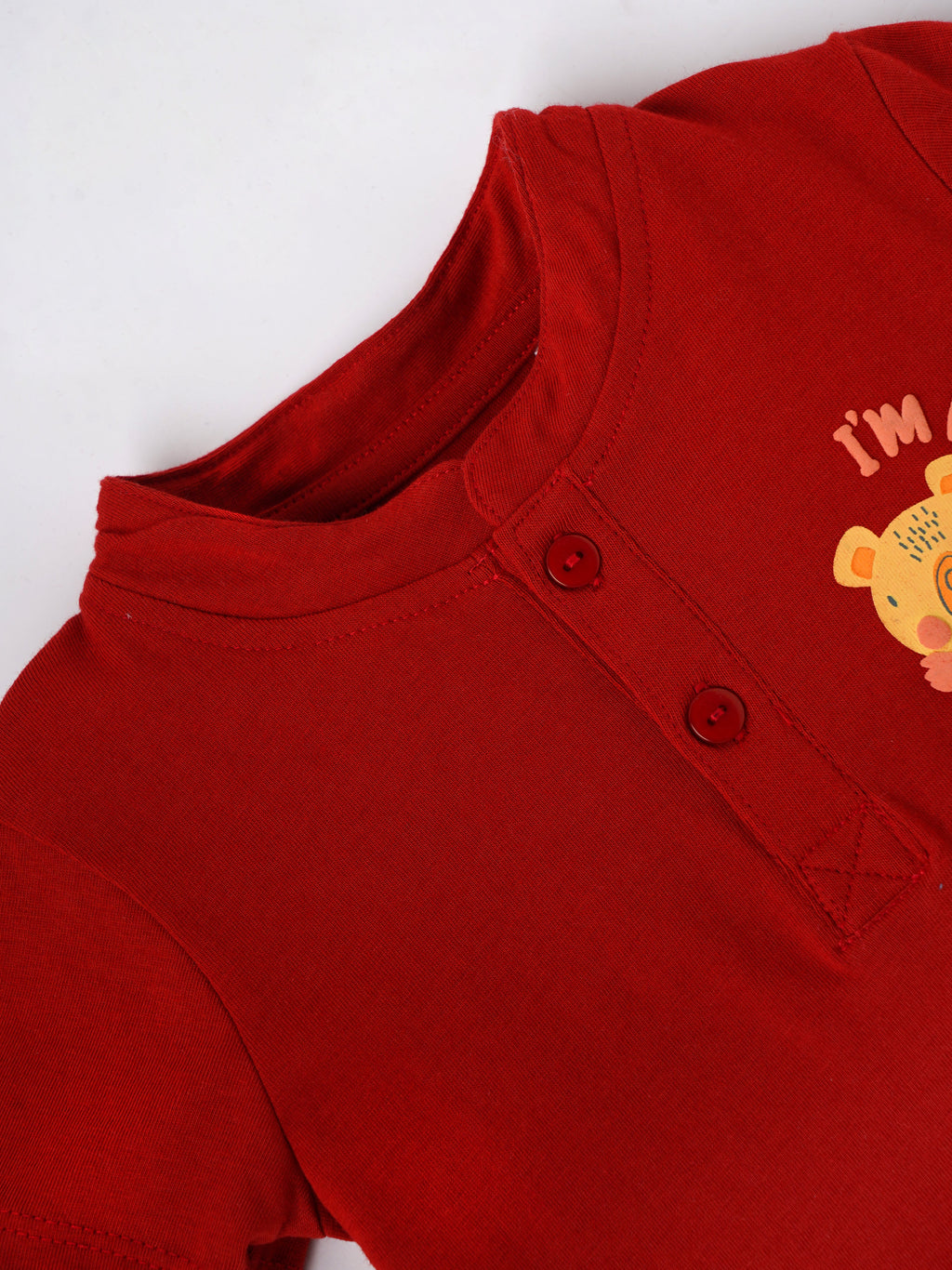 Popees Baby Boys Cotton Henley T-Shirt| Red| 3-24 Months