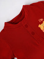 Popees Baby Boys Cotton Henley T-Shirt| Red| 3-24 Months