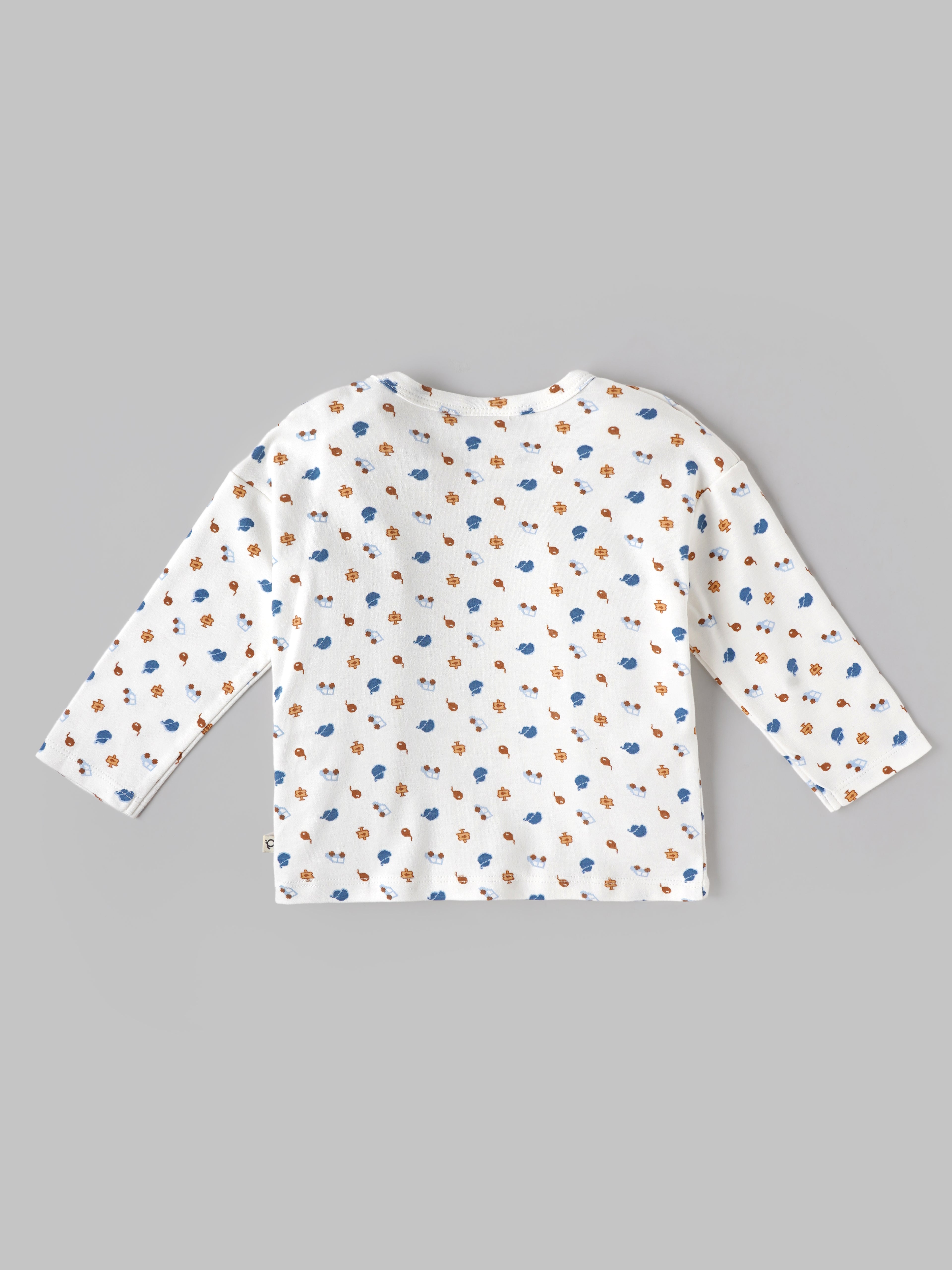 Popees Baby Boys Bamboo Cotton Printed T-Shirt | Soft & Breathable Full Sleeve Round Neck Tee | White Everyday Wear Top (3–24 Months)