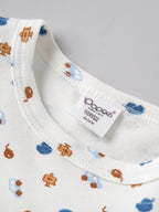 Popees Baby Boys Bamboo Cotton Printed T-Shirt | Soft & Breathable Full Sleeve Round Neck Tee | White Everyday Wear Top (3–24 Months)