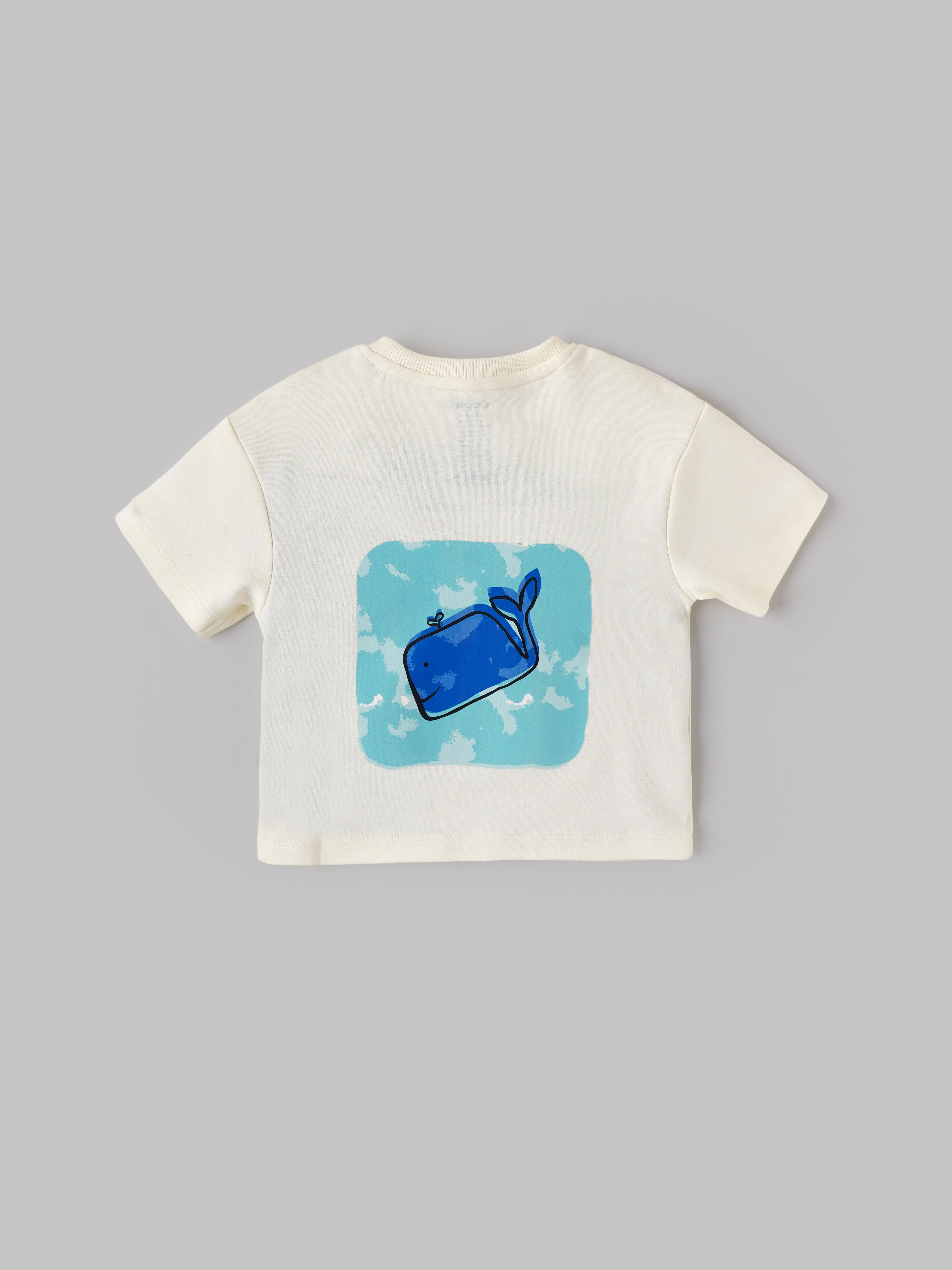 Popees Baby Boys Cotton T-Shirt with Pocket| Cream| 3-36 Months