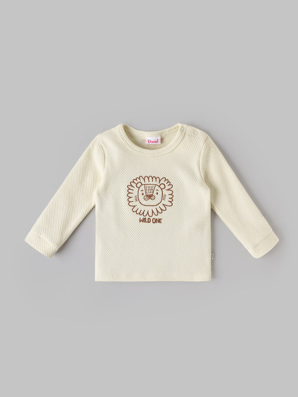 Popees Baby Boys Full Sleeve T-Shirt | Pristine Wild One Embroidery | 3-24 Months