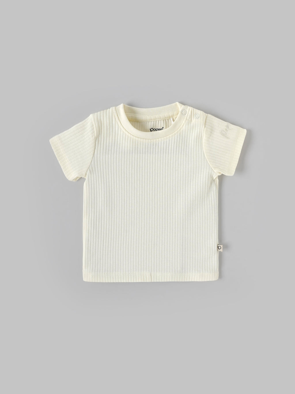 Popees Baby Boys Rib Knit Cotton T-Shirt with Snap Button| 3–36 Months