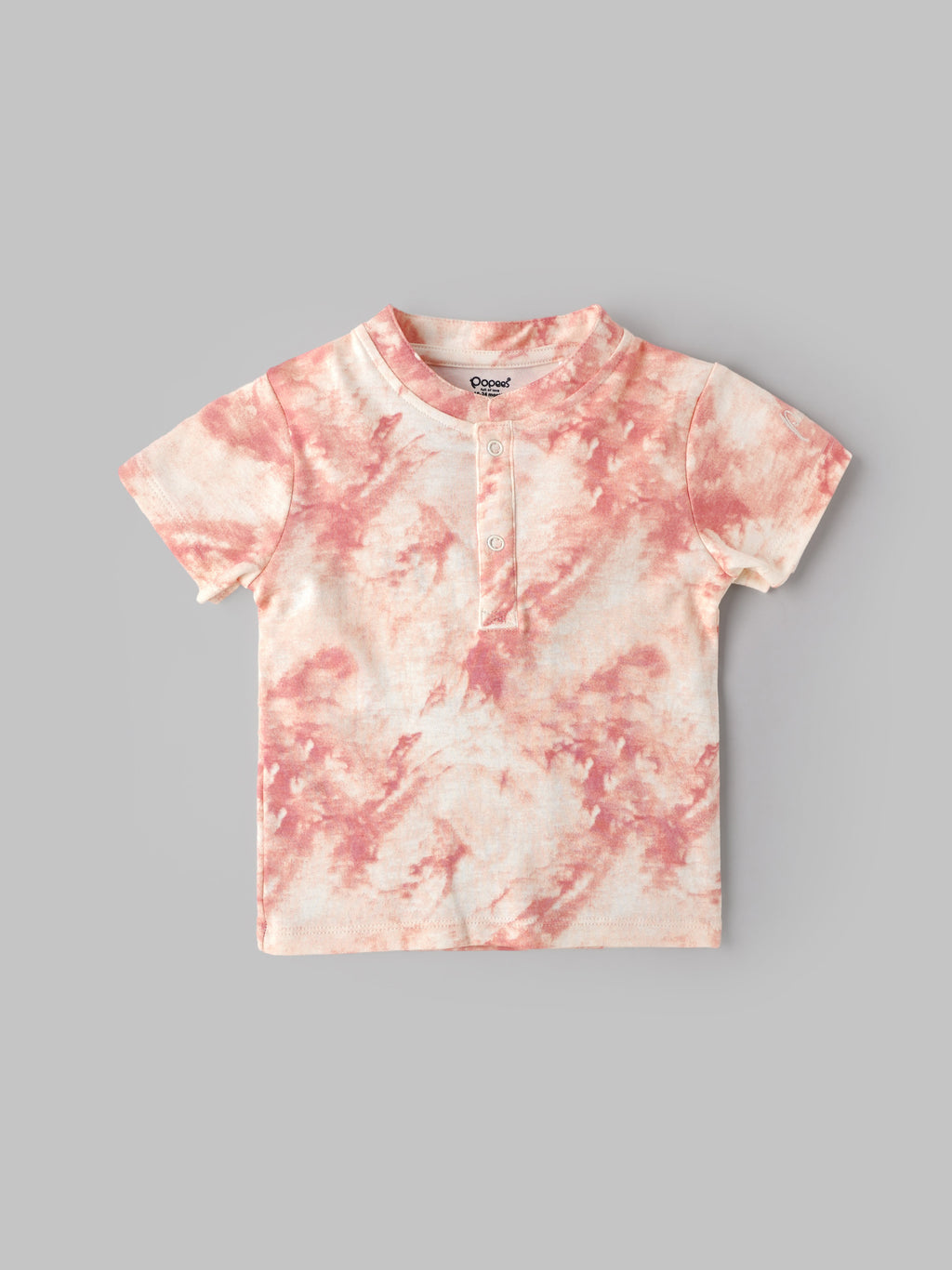 Popees Baby Boys Tie-Dye Cotton T-Shirt with Front Snap Buttons| 3–24 Months