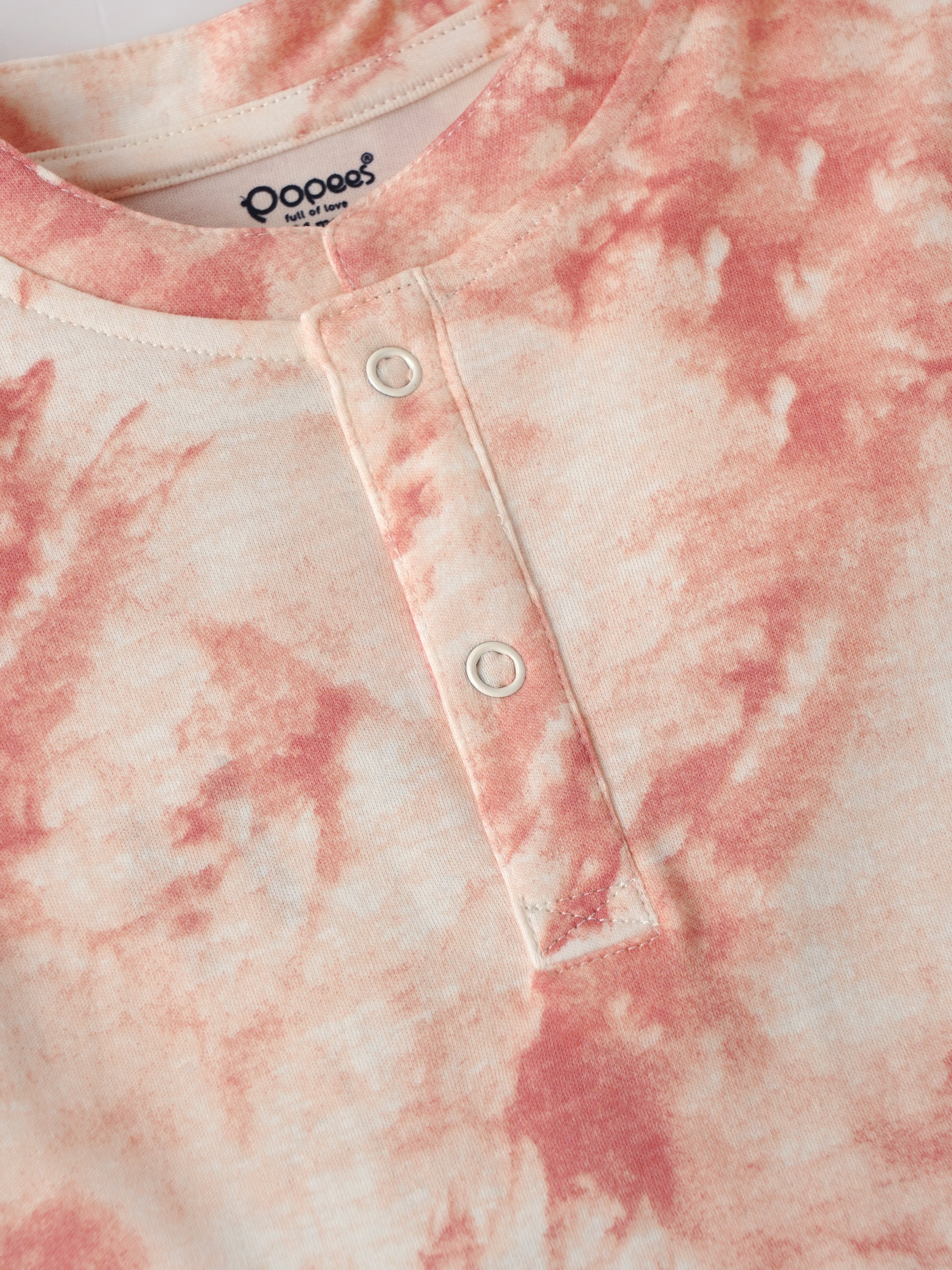 Popees Baby Boys Tie-Dye Cotton T-Shirt with Front Snap Buttons| 3–24 Months