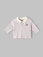 Popees Baby Boys Full Sleeve Cotton Polo T-Shirt| Blue & Orange| 3-36 Months