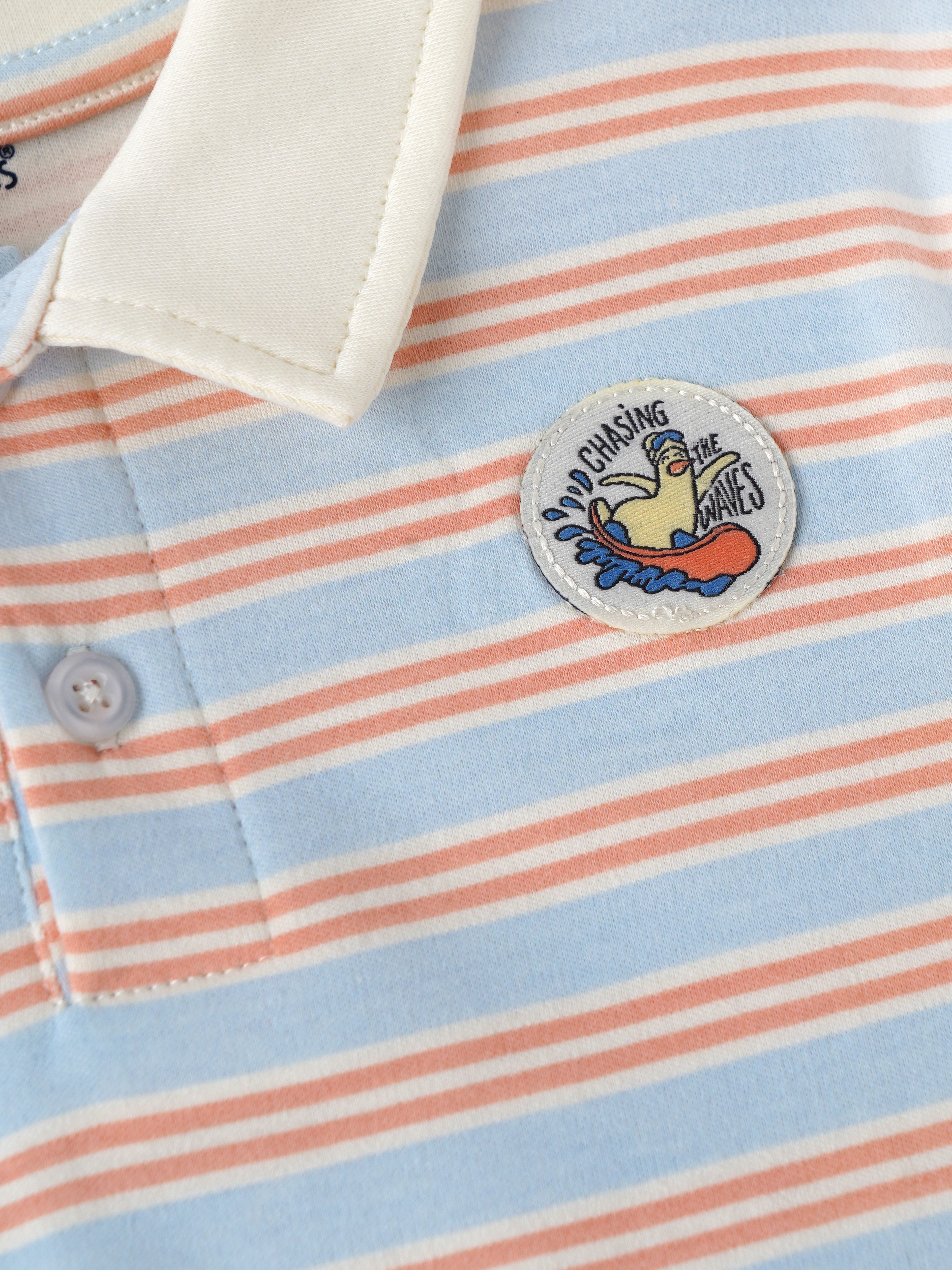 Popees Baby Boys Full Sleeve Cotton Polo T-Shirt| Blue & Orange| 3-36 Months