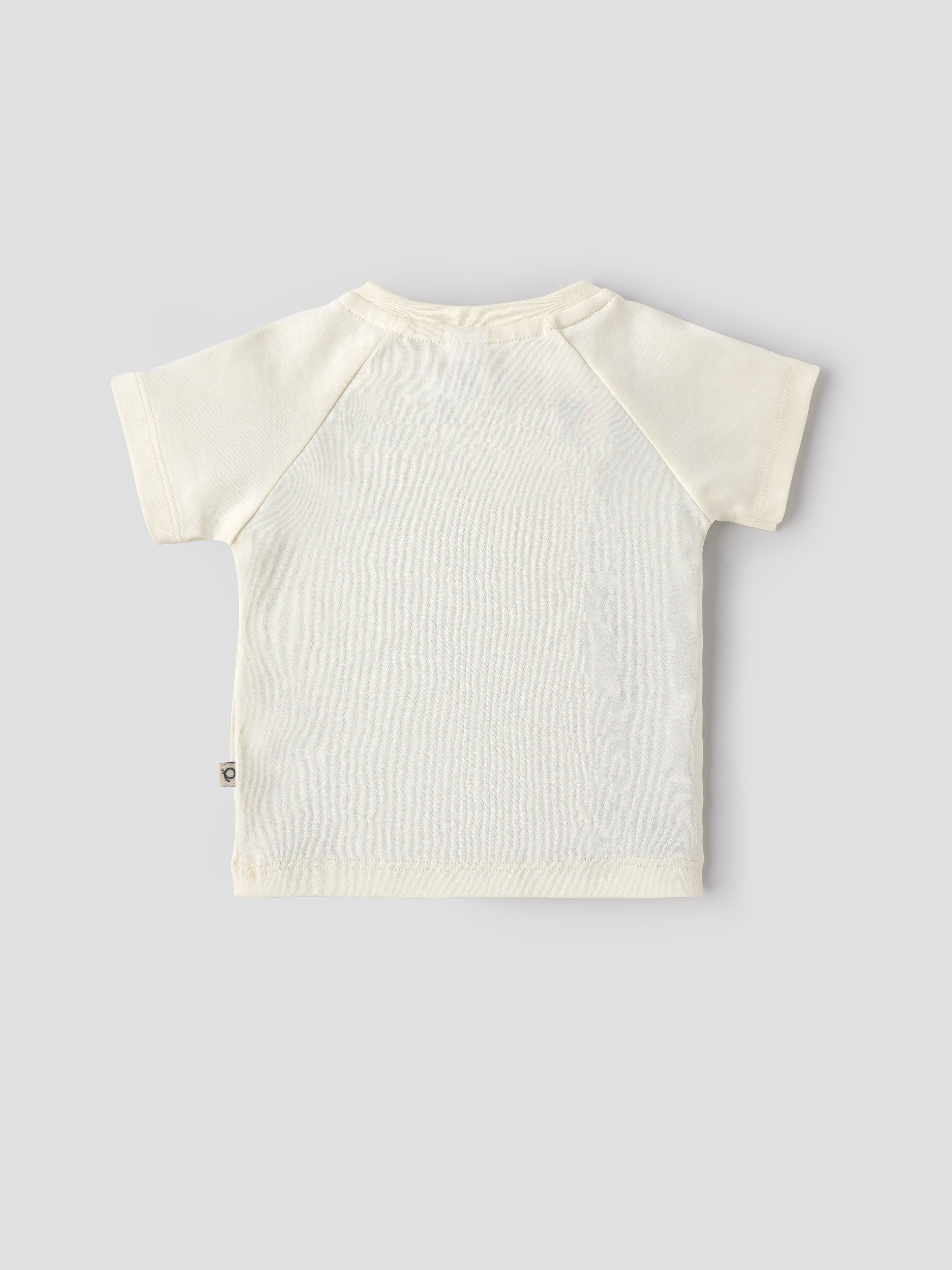 Popees Baby Boys Short Sleeve Off-White T-Shirt| 3-36 Months