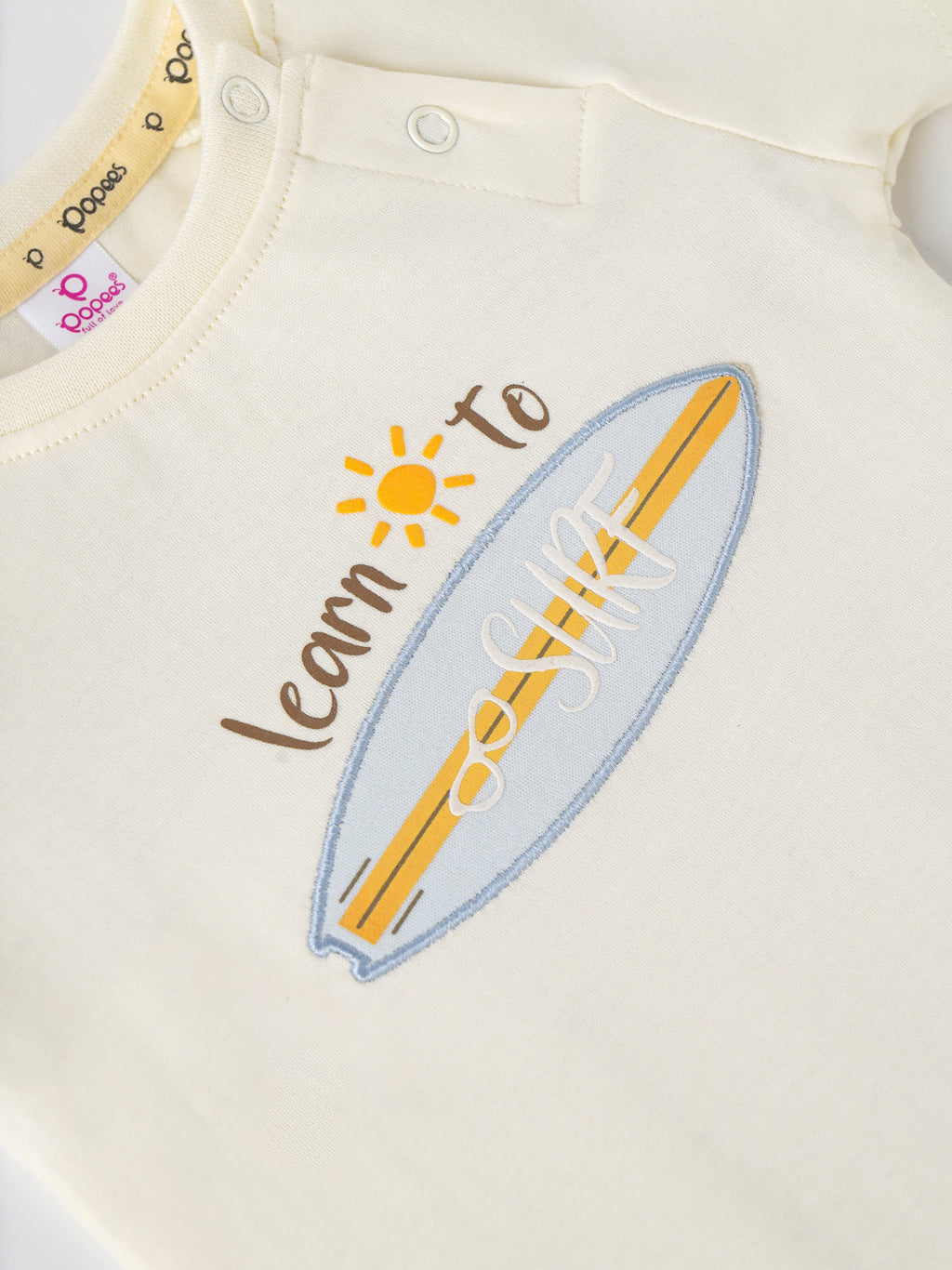 Popees Baby Boys Short Sleeve Off-White T-Shirt| 3-36 Months