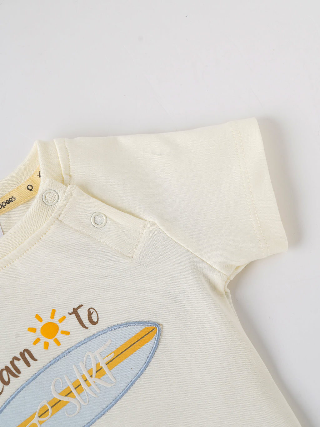Popees Baby Boys Short Sleeve Off-White T-Shirt| 3-36 Months
