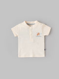 Popees Baby Boys Henley Cotton T-Shirt| Cream| 3-36 Months