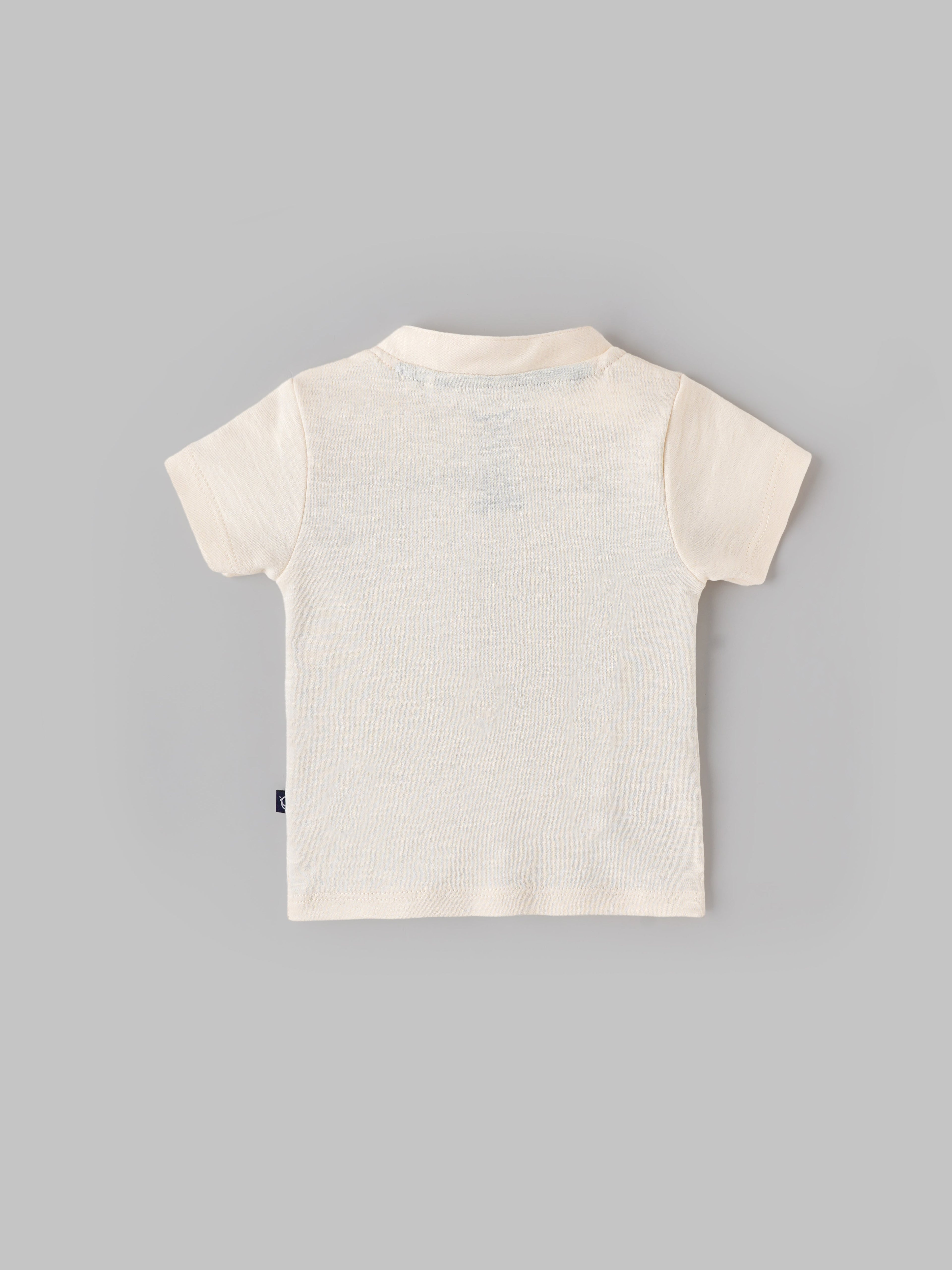 Popees Baby Boys Henley Cotton T-Shirt| Cream| 3-36 Months