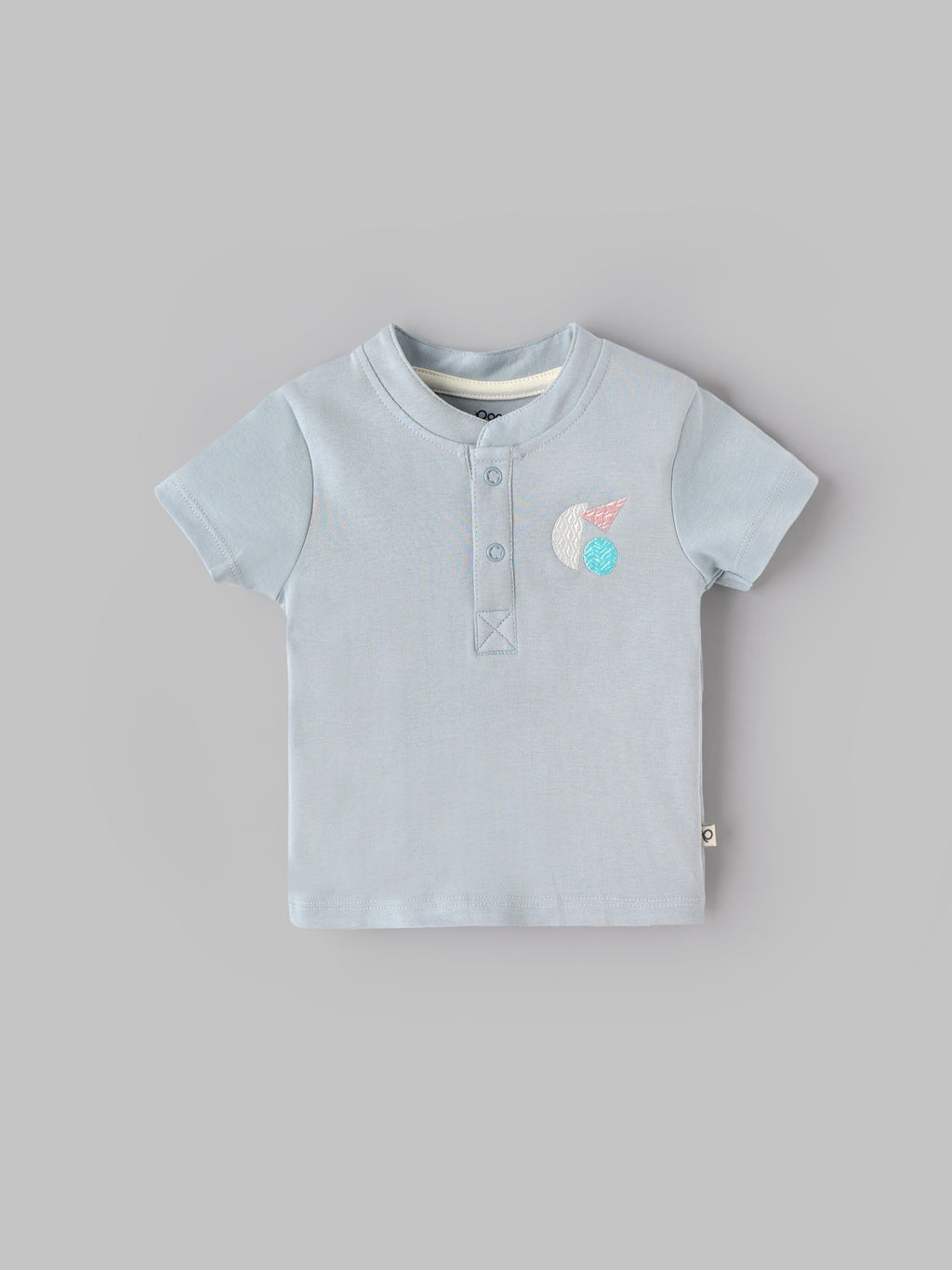 Popees Baby Boys Henley Cotton T-Shirt| Light Blue| 3-36 Months