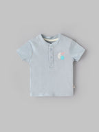 Popees Baby Boys Henley Cotton T-Shirt| Light Blue| 3-36 Months