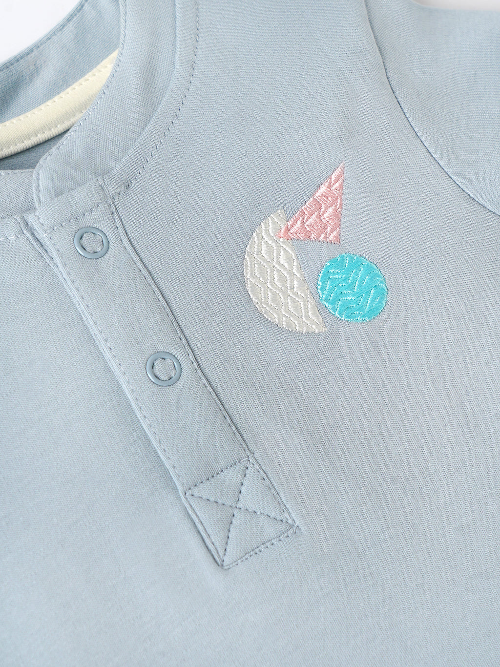 Popees Baby Boys Henley Cotton T-Shirt| Light Blue| 3-36 Months