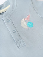 Popees Baby Boys Henley Cotton T-Shirt| Light Blue| 3-36 Months