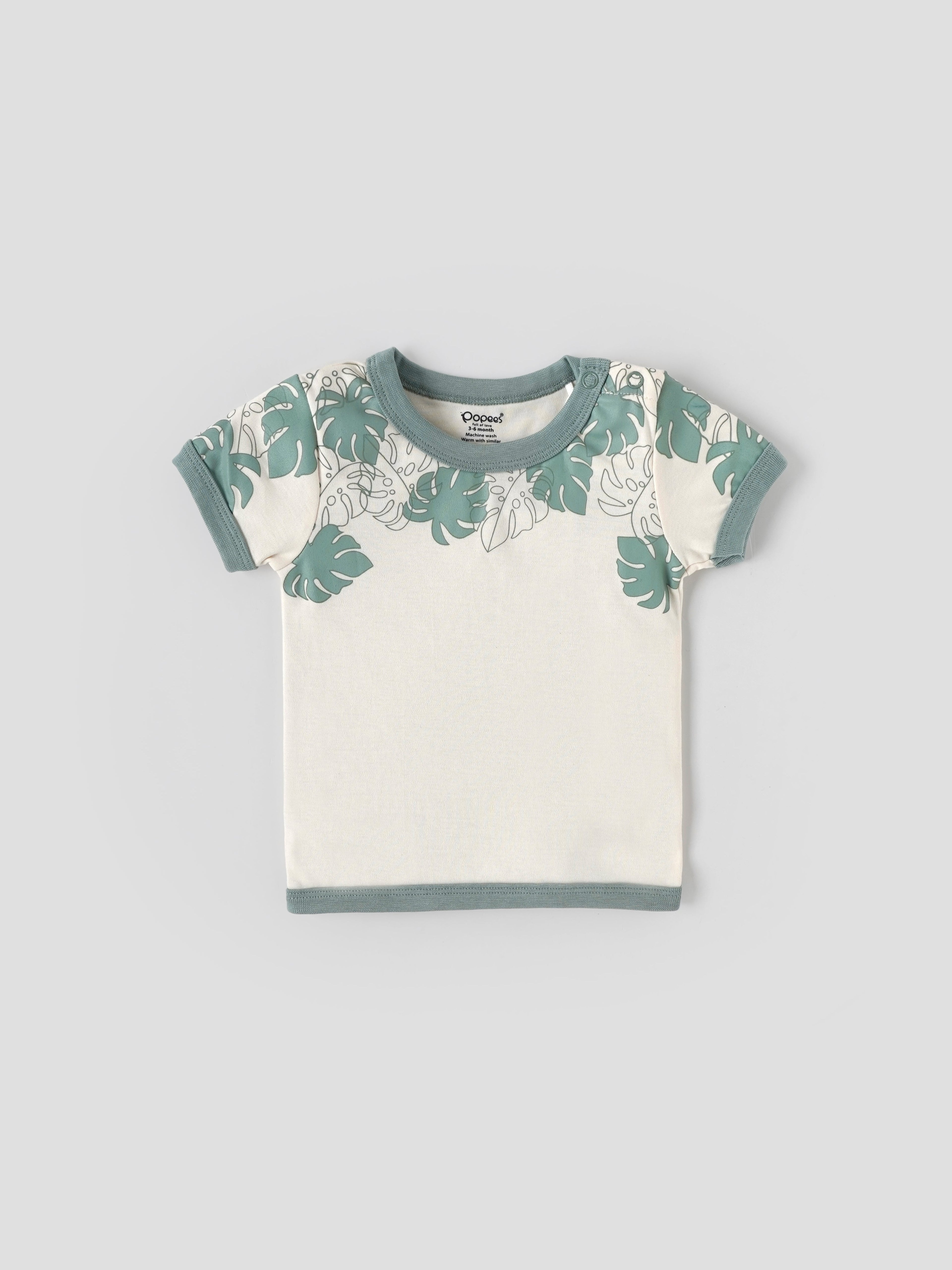 Popees Baby Boys Cotton T-Shirt & Shorts Set Leaf Print| 3–36 Months