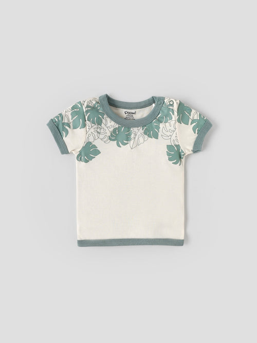 Popees Baby Boys Cotton T-Shirt & Shorts Set Leaf Print| 3–36 Months
