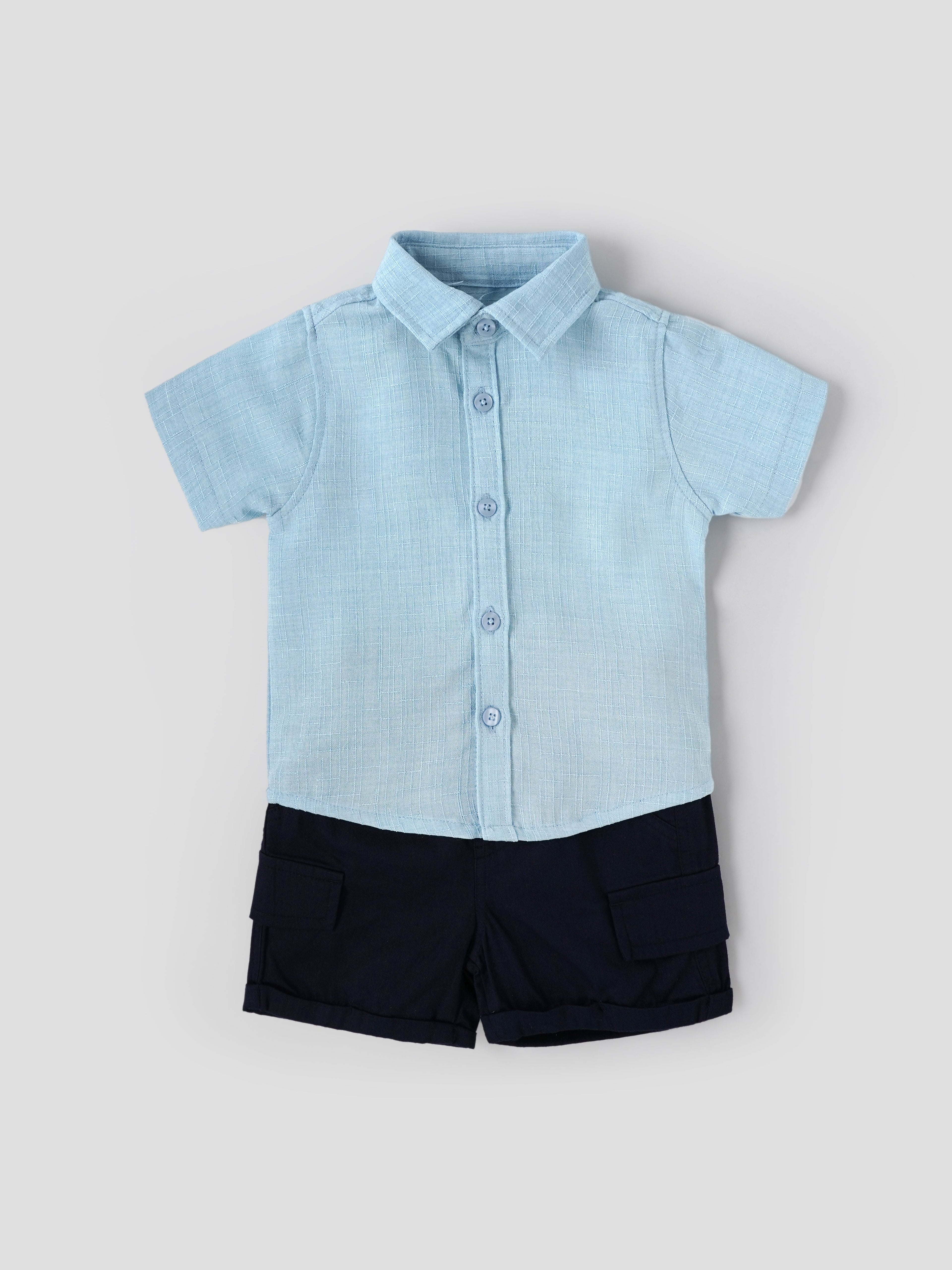 Popees Baby Boys Shirt & Cargo Shorts Set| 3 Months – 18 Months