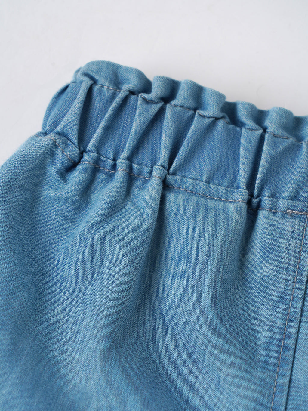 Popees Baby Girls Denim Shorts | Soft Lightweight Elastic Waist Casual Shorts | Ligh Blue | 3-24 Months