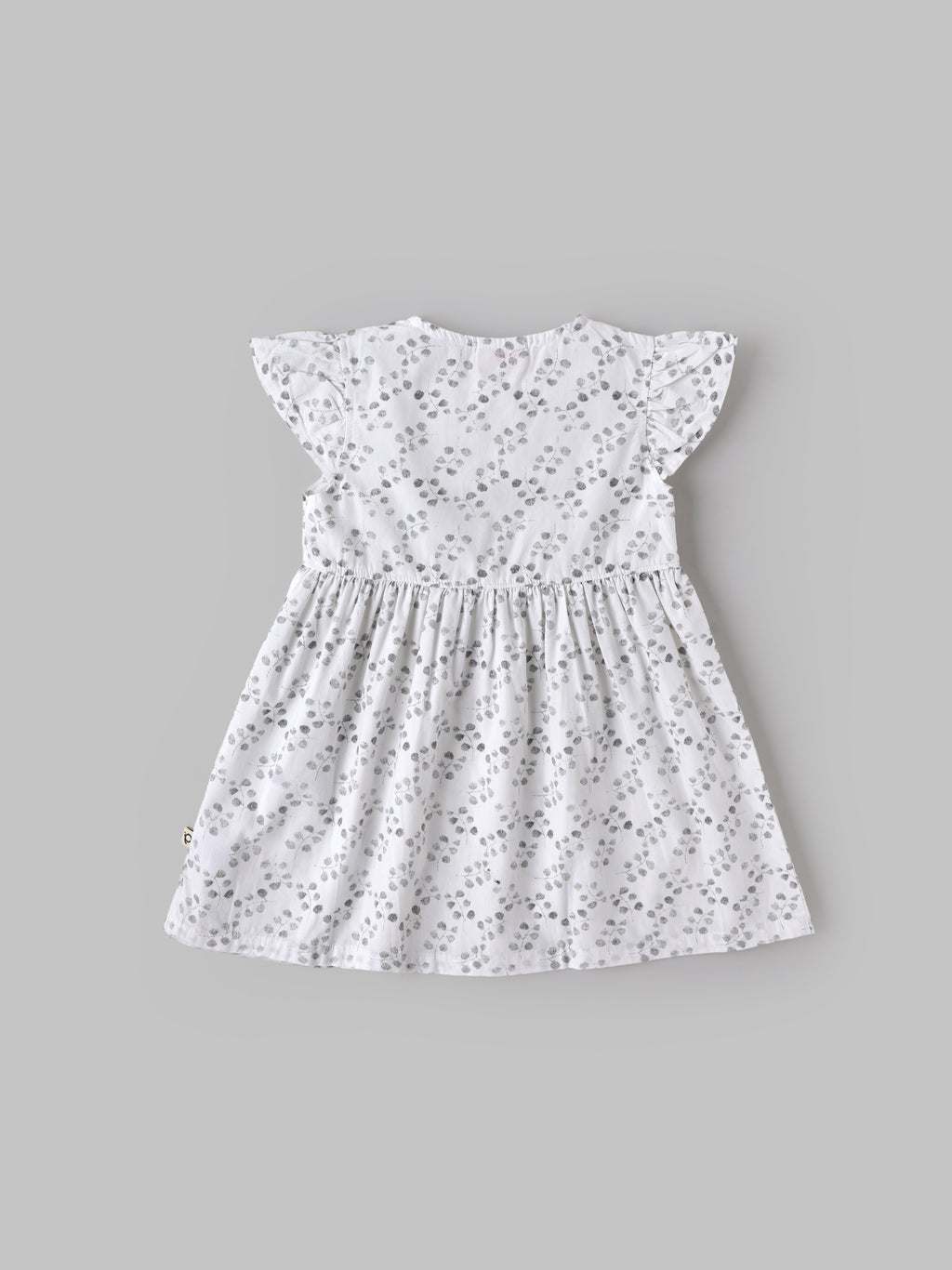 Popees Baby Girls Cotton Dress with Flutter Sleeves| White| 3-36 Months