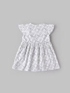 Popees Baby Girls Cotton Dress with Flutter Sleeves| White| 3-36 Months